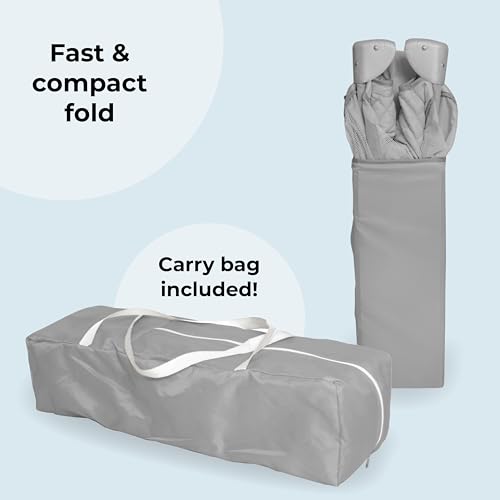 My Babiie Travel Cot - Lightweight, From Birth to 15kg, Easy Fold & Compact, Travel Bag, 120cm x 60cm Padded Mattress - Grey Elephants - Image 5