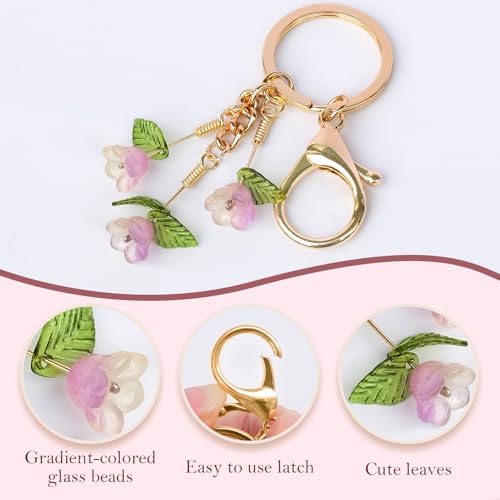 SanQuan Trailing Tulip Bag Charms Purse Charm Cute Flower Keychains for Women Mom Keychain Gifts for Mom Women Sister Her (Gold-YellowPurple) — view 4