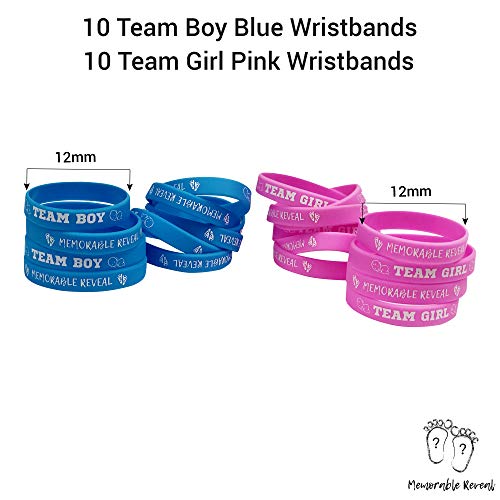 2 XL Baby Gender Reveal Balloons | 20 Team Boy or Girl Wristbands For Baby Shower Party Games | Pink and Blue Heart Confetti with Tassels | 26pcs Gender Reveal Party Supplies Kit |