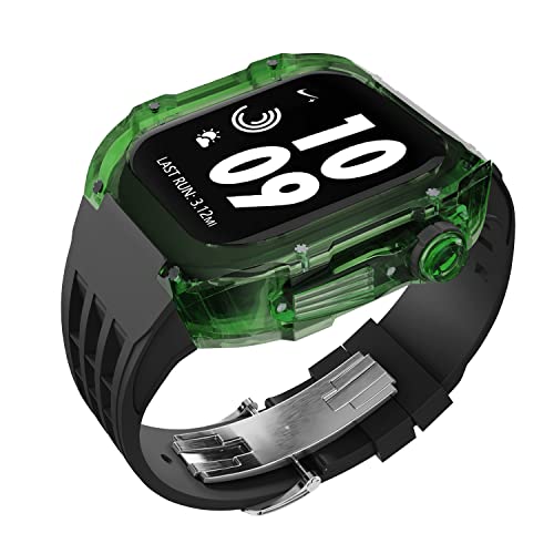 Bracelet en fluororubber haut de gamme et coque de luxe pour montre connectée 44mm