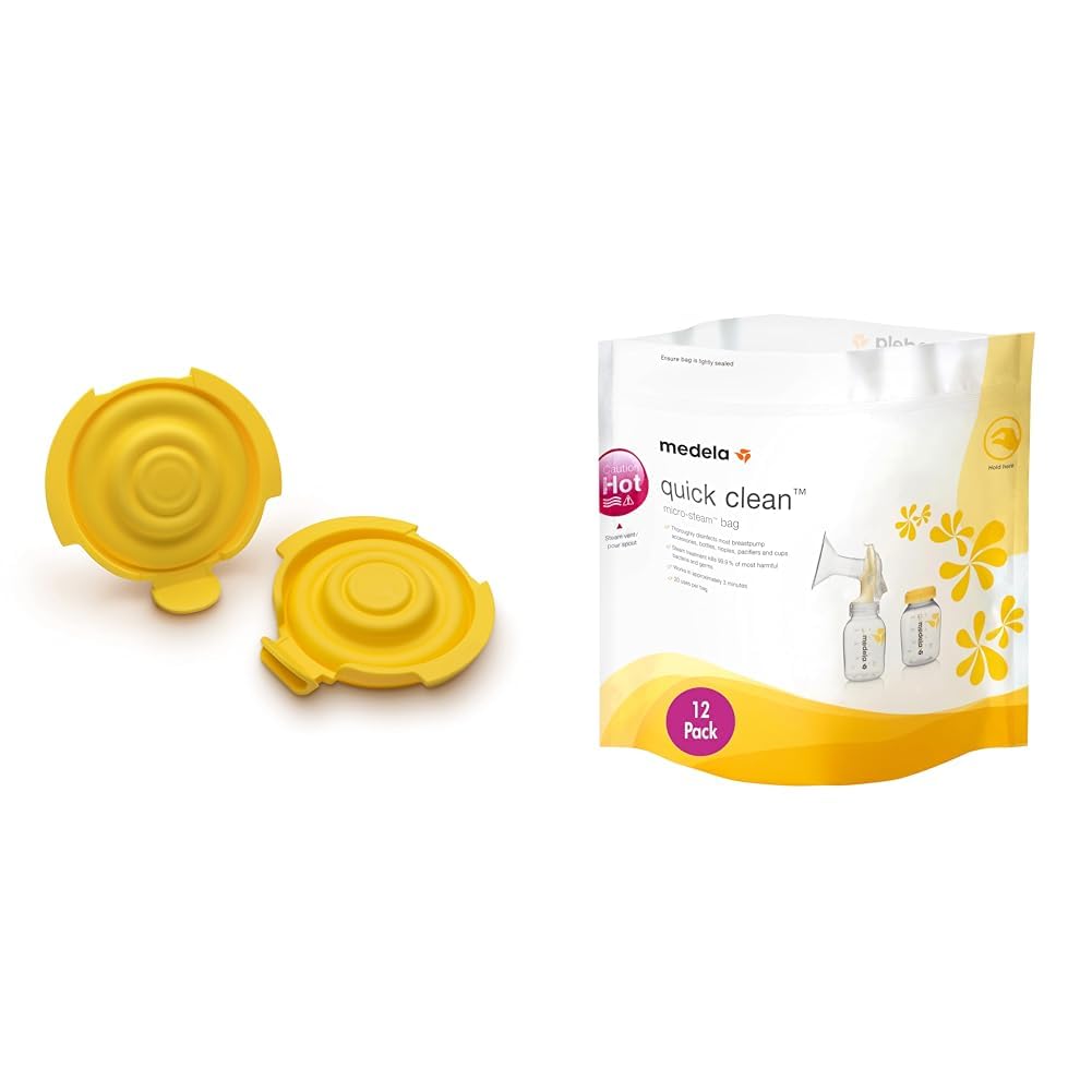 Medela PersonalFit Flex Replacement Membranes 2-Pack and Quick Clean MicroSteam Bags 12-Pack for Breast Pumps