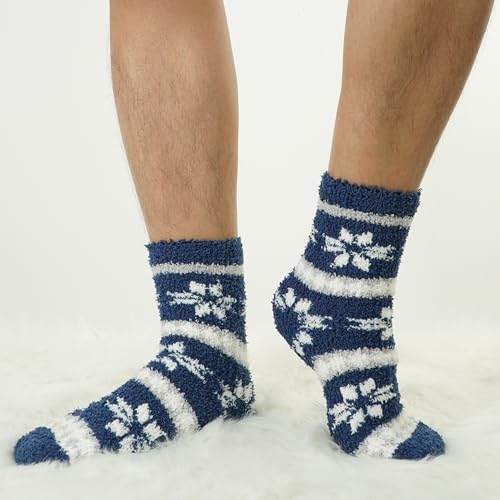 BenSorts Men Fuzzy Slipper Socks with Grips Non Slip Sole Warm House Socks Christmas Gifts4