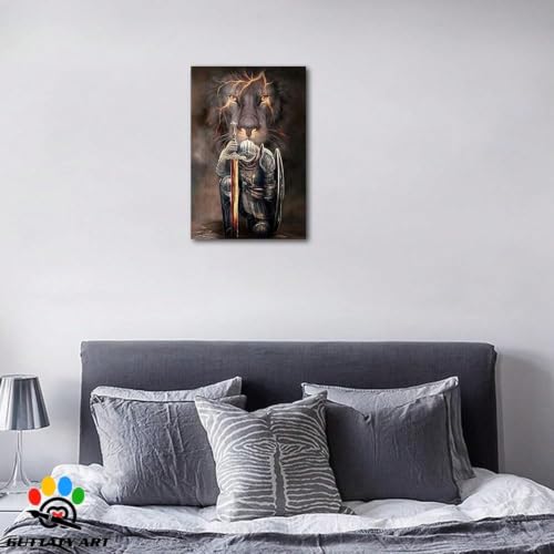 Decoración del hogar con lienzo de león de 40x50cm para renovar paredes vacías 3