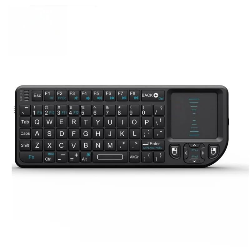 Image of XIKKART Bluetooth Mini Keyboard with Touchpad, Presenter & Backlit Keys, Rechargeable Wireless Portable Pocket Size Keyboard for Smart TV, Android TV Box, Laptop, PC, Tablet & Smartphone (Black)