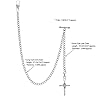 TREEWETO Men's Albert Chain Pocket Watch Curb Link Key Chain 2 Hooks with Antique Cross Silver Pendant Design Charm Fob T Bar #2