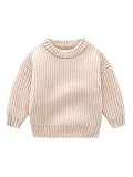 Freebily Kinder Baby Strickpullover Mädchen Jungen Gestrickter Pullover Top Kleinkind Baby Winter Herbst Knitted Sweater Shirt Champagne_A 50-62