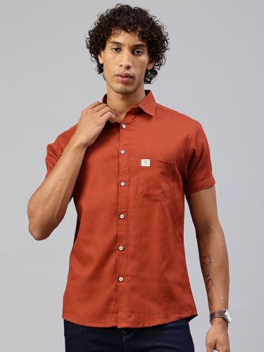 Image of Majestic Man Men Slim Fit Pure Cotton Solid Half Sleeve Casual Shirt