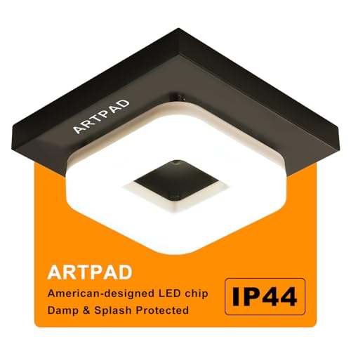 Artpad Led Ceiling Light 12W, Iron Square Ceiling Lamp with Acrylic Lampshade...