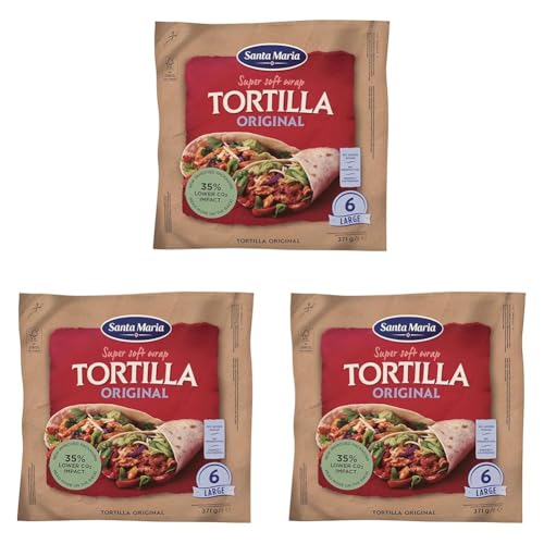 Santa Maria, Maxi Wrap Tortillas Morbide, Pane Basso non Lievitato a Base di Farina di Frumento, 371 g (Confezione da 3)