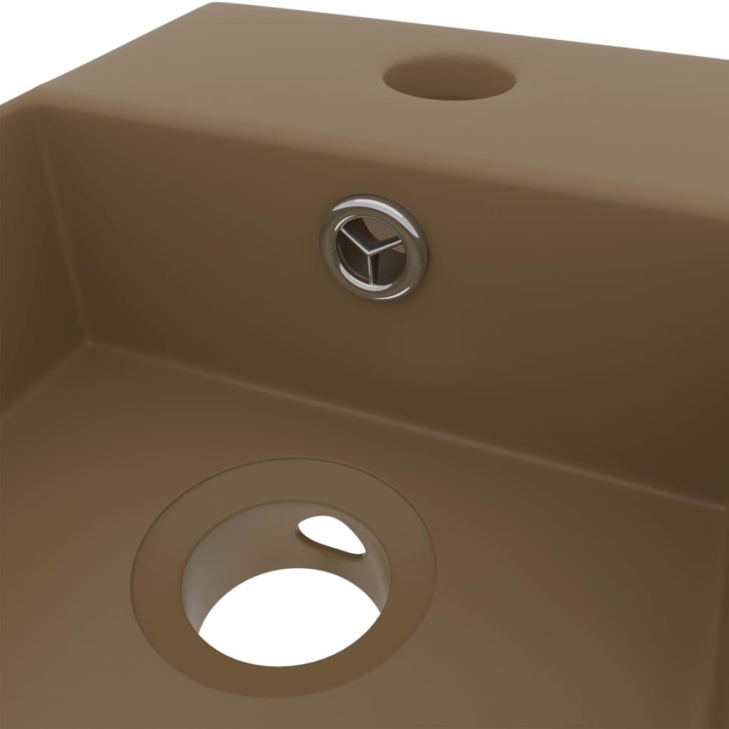 SKM Badezimmer-Waschbecken mit Überlauf Keramik Matt Creme,Heimwerkerbedarf,Sanitärbedarf,Sanitärkeramik & Armaturen,Waschbecken & Spülen,Badezimmer-Waschbecken,Creme,10.6 kg,146996