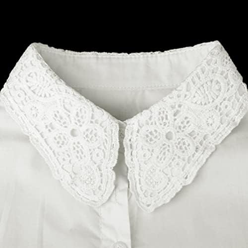 WINOMO Women's Floral Detachable Collar Half Shirt Blouse (White)