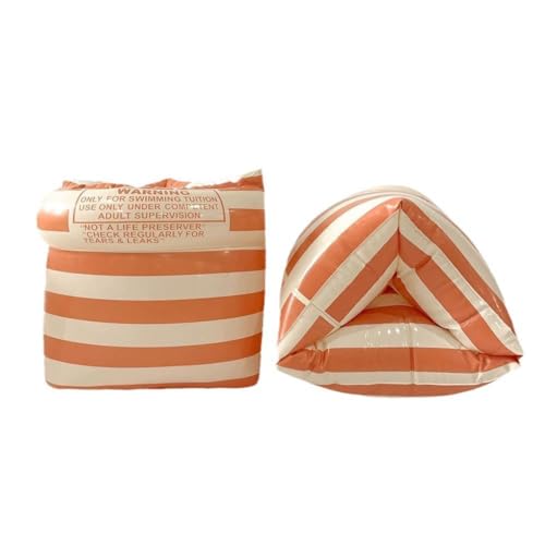 YOBOKO Aufblasbare Schwimmflügel zum Schwimmenlernen Schwimmtrainingsringe Schwimmarmband für Kinder Jungen Mädchen Erwachsene 2 Stück (Orange Stripe)