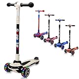 【Extra großes Design für mehr Fahrspaß】 Dieser Roller ist größer als herkömmliche Modelle und verfügt über ein breiteres Trittbrett. Mit 4 verstellbaren Höhenstufen ist er perfekt für Kinder und Jugendliche von 6 bis 18 Jahren geeignet. So wächst der Roller mit Ihrem Kind mit und bietet langjährigen Fahrspaß.