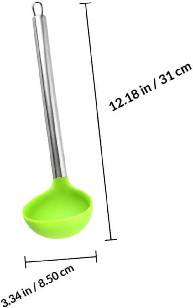 Silicone Soup Ladles with Stainless Steel 2pcs, Green