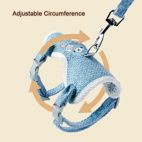 Image of 2-Pack Rabbit Harness and Leash Set - Adjustable Small Animal Vest Harness with Safety Buckle - Breathable & Lightweight - Ideal for Rabbits, Ferrets, Guinea Pigs, and Cats (Blue)