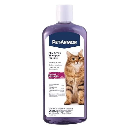 PetArmor Flea & Tick Shampoo Cats, Kills in 24hrs, Coconut Berry, 12oz