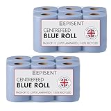EPISENT Blue Roll Pack of 2, 2 Ply Centre Feed Paper Towels, Super Absorbent Commercial Cleaning Roll for Kitchen Garage Workshop and Dispensers, Food Prep Safe Recyclable