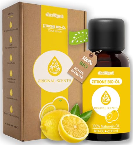 DasXgut BIO Zitronenöl 30 ml ätherisch [100% NATURREIN] Kaltgepresst aus echten Zitronen zum Verzehr - Lemon Oil E5004116 BG-BIO-02