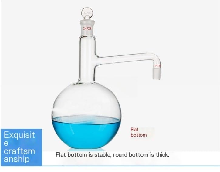 All Glass Round Bottom & Flat Bottom Distillation Flask with Serpentine Condenser Tube for Laboratory Purification(Flat Bottom)