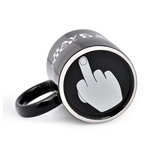 ds. distinctive style DSstyles La Taza de café de Tiene una Taza de café Have A Nice Day Taza de Dedo Medio de 350ml es la Taza de té Regalo de cumpleaños (Negro) dedo del medio