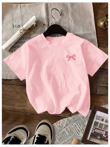 Image of RoseSeek Girl's Shirts 3 Packs Star Butterfly Graphic Tees Crew Neck Short Sleeve T Shirt Casual Tops