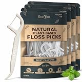 EcoYou Biodegradable Floss Picks | 50 Count (4 Pack) | Mint Flavor, Candelilla Wax | Pfas Free | Sustainable & Reusable | Vegan & Cruelty-Free | Eco Floss Picks