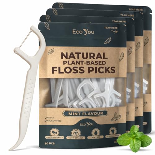 EcoYou Biodegradable Floss Picks | 50 Count (4 Pack) |