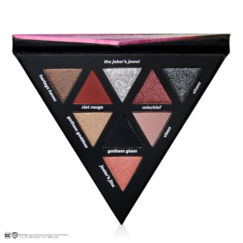 Lottie London x Harley Quinn Mad Love Eyeshadow Palette in Toxic Love, 9 shade eyeshadow palette in pastel blues and purple hues and vibrant pink shades