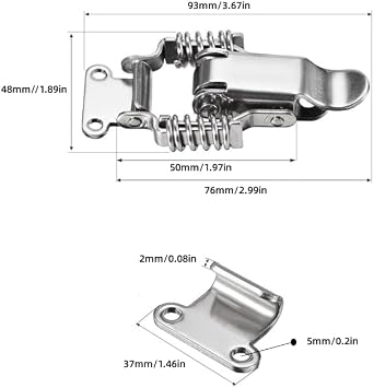 Spring hasp Toolbox Toggle latches Lock,Stainless SteelToolbox Draw Compression Spring Toggle Latch Catch Clamp (Large size)