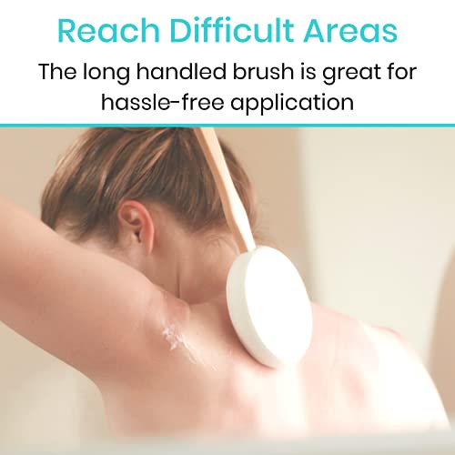 Vive Lotion Applicator For Back, Feet (17.5") - Self Washer Beauty Shower Sponge, Long Handle Cream Wand For Elderly, Women - Apply Medicine, Skin Cream, Body Wash, Sunscreen, Tanner (Easy Clean) #TOP1