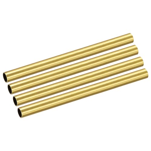 METALLIXITY Brass Tube(7.5mm OD x 0.5mm Wall T x 100mm L) 4Pcs, Straight Tubing - for Home Furnishing, Machinery, DIY Handicraft