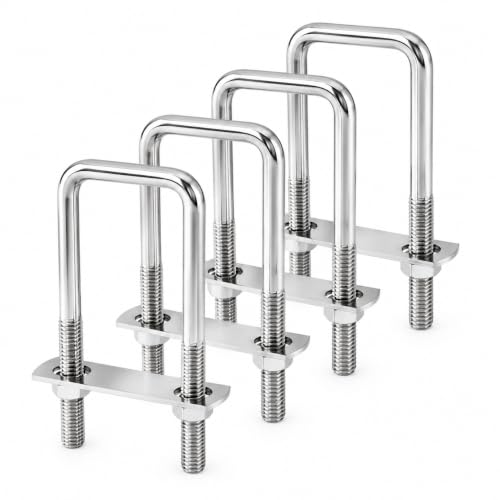 Moicstiy M8 Square U Bolts, 1-9/16 Inch Wide, 40mm x 120mm, 4 Sets