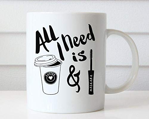 Spoil Your Wall Funny Quotes I Need Is Coffee & Mascara" Printed Ceramic Coffee Mug 325ml, Perfect Gifting