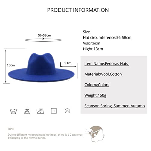 Cappello Fedora in Lana a Tesa Larga da Uomo, Cappello Invernale da Uomo, Elegante, da Donna, Jazz, da Chiesa