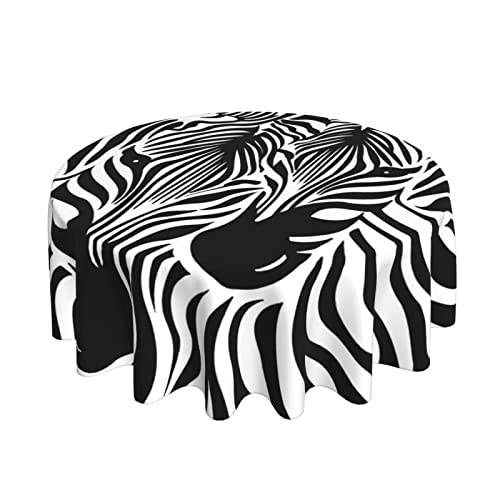 Giwawa Zebra Print Tablecloth 60 Inch Striped Round Tablecover Water Resistant Spill Proof Washable Table Cloth For Picnic Party Home Dinner Decor #TOP1