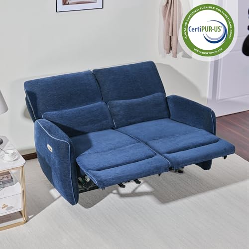 Image of MCombo 60 in Wall Hugger Reclining Loveseat Recliner, RV Sofa 6924 (Blue)