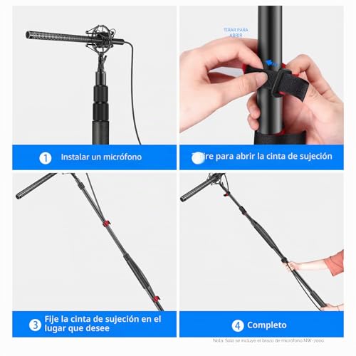 Miniatura 4 de Neewer Nw-7000 Brazo De Micrófono De Mano, Extensible De 3 Secciones Con Adaptador De Tornillo De 3 8 3 8 A 5 8 , Longitud Ajustable De 3 Pies A 8 Pies, Auxiliar