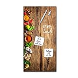 Memoboard Bright Wood L 30 x 60 cm | Magnettafel aus Glas zum beschriften hochkant | Optimal geeignet für Küche & Esszimmer als funktionaler Eyecatcher in natürlicher Holzoptik | Kräuter Gewürze