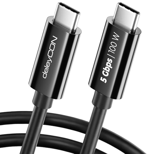 deleyCON 1m USB C Cable (100W Carga Rápida + 5 Gbit/s) Cable de Carga USB-C para iPhone 17 16 15...