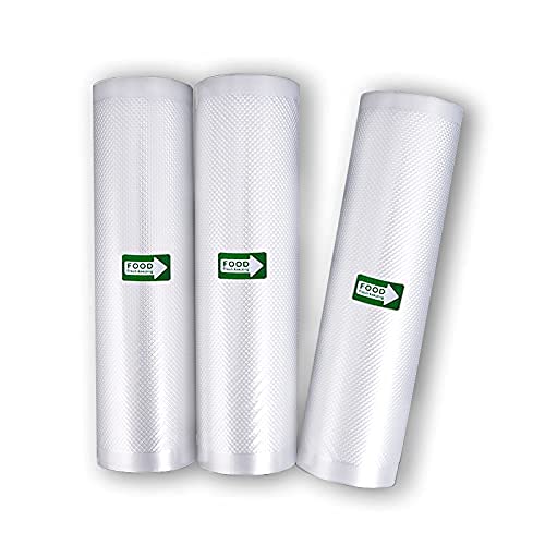 OWYELO Rollos al Vacio para Envasadora al Vacío, 3 Rollos 28 x 600cm Bolsas de Vacio Gofradas para Conservación de Alimentos y Sous Vide Cocina & Boilable, Bolsa Total de 18 m de la FDA y BPA Free Cover