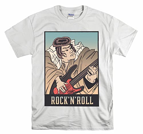 T-shirt Rock and Roll Ukiyo japonais blanc XL unisexe pour look moderne