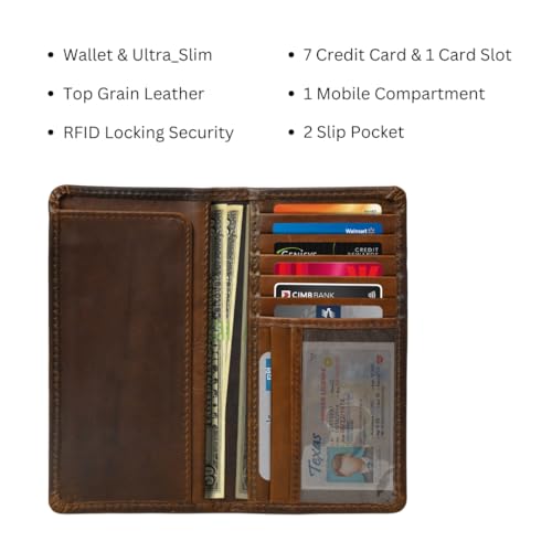 Jajmo Legacy Bifold Genuine Leather Long Vintage Wallet Checkbook Card Case Holder For Men3