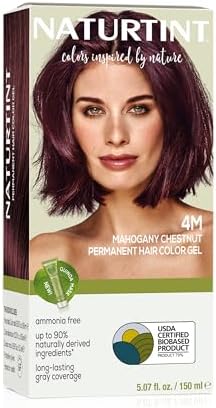 Naturtint Permanent Hair Colour Mahogany Brown 4M | 92% Natural Ingredient | Long Lasting Hair Color | USDA Certified | Ammonia Free Vegan Hair Color Gel 4M Mahogany Chestnut 170 ml