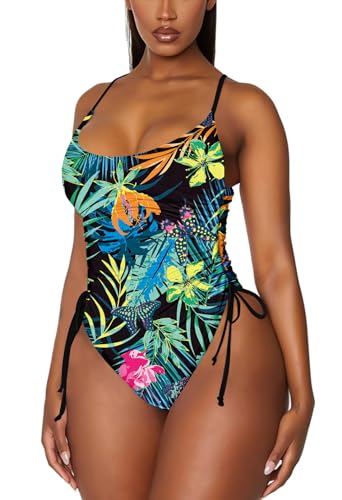 Image of Viottiset Women's Ruched High Cut One Piece Swimsuit Tummy Control Bathing Suit Monokini