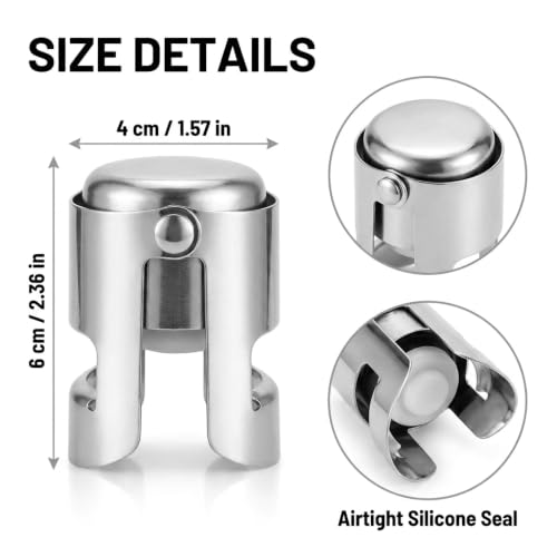 Shop 2pcs Champagne Stoppers, Reusable Stainless Steel Leak-Proof Bottle Sealers for Sparkling Wine Shop 2pcs Champagne Stoppers, Reusable Stainless Steel Leak-Proof Bottle Sealers for Sparkling Wine – Solvayne