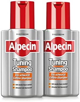 Alpecin Szampon do tuningu - 2 x 200 ml - czarny szampon z kofeiną do siwych włosów, mocne pigmenty kolorystyczne utrzymują ciemne włosy ciemne