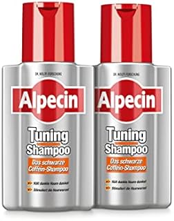 Alpecin Szampon do tuningu - 2 x 200 ml - czarny szampon z kofeiną do siwych włosów, mocne pigmenty kolorystyczne utrzymują ciemne włosy ciemne
