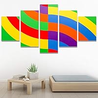 SIGNWIN 5 Panel Canvas Wall Art Modern Art Abstract Closeup Colorful Cool Geometric Minimalist Mixed Media Multicolor Patterns for Home Decorations Ready to Hang - 60