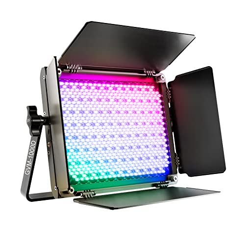 Image of GVM RGB LED Video Light with Tripod Stand Barndoors, APP Control Panel Studio Lighting Kit, 3200K-5600K Dimmable, CRI97, Key Light for Photography, Video Recording, YouTube, Live Streaming, 800D