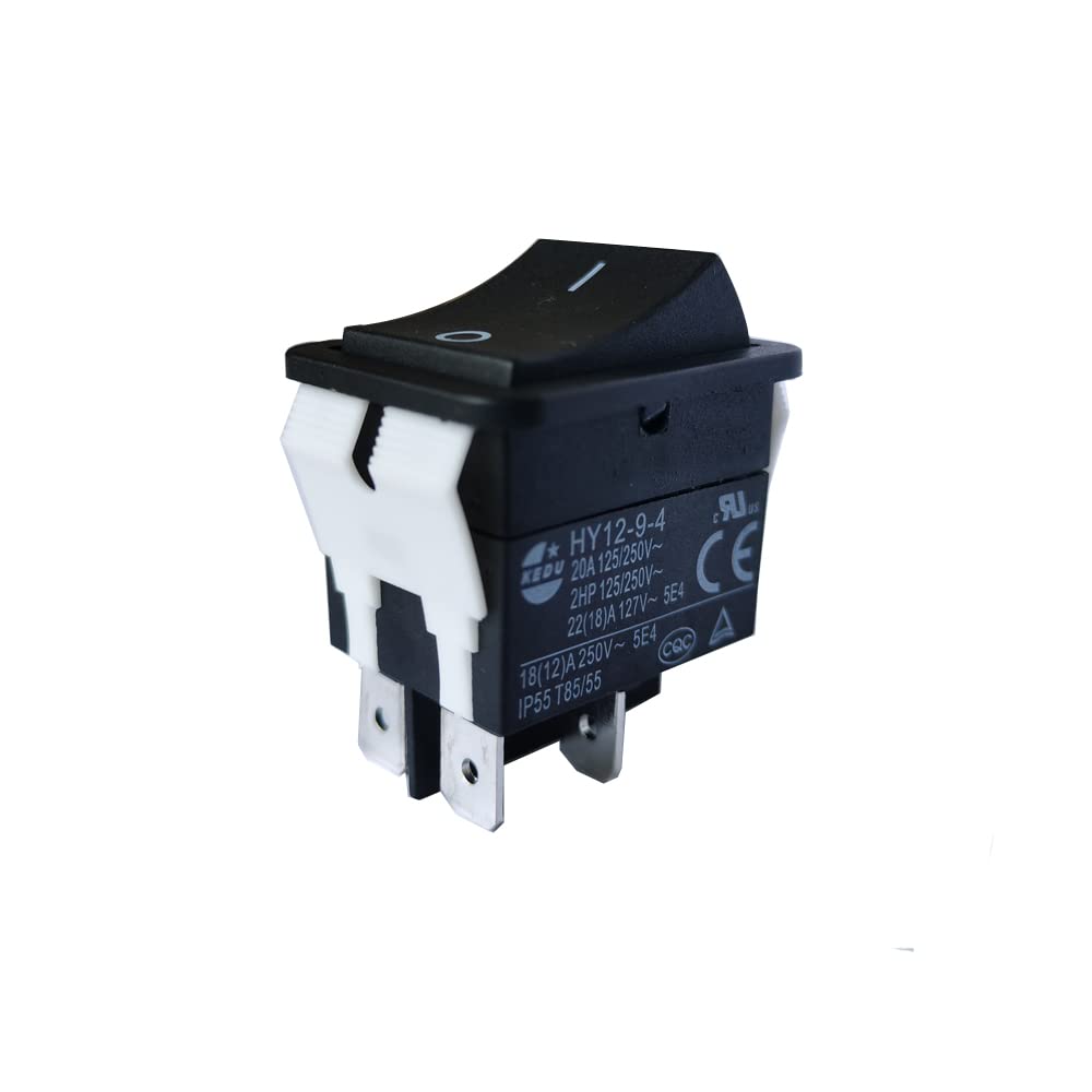 HY12-9-4 Black 18(12) A 250V 4Pins ON Off Industrial Welder Welding Machine Rocker Switches Pushbutton Switch for Power Tool, 2-Pack